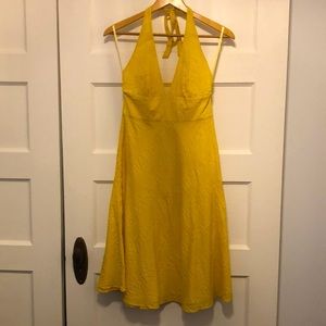 J.Crew Classic Yellow Cotton Halter Dress Size 6